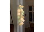 KONSTSMIDE LED-Lichterkette "Weihnachtsdeko", bunt, Dioden 16 Stk. Flammen 16 Stk., Gesamtlänge 6m, Lichterketten, LED Dekolichter, hellblaue/graue/weiße Baumwollkugeln, groß, 16 Dioden