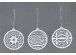 Dekohänger STICKEREIEN PLAUEN "Weihnachtskugeln" Gr. 1, weiß, B:7cm H:7cm, Polyester, Dekohänger, Baumbehang "Weihnachtskugeln", bestickt