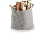Aufbewahrungskorb ZELLER PRESENT "Aufbewahrungskorb, Filz/Holz, grau", grau, B:31,5cm H:28cm T:31,5cm, Polyester, Aufbewahrungsboxen, mit Holzelementen