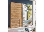 Schwebetürenschrank WIMEX "Level by fresh to go", braun (plankeneichefarben), B:200cm H:216cm T:65cm, Schränke, Schwebetürenschrank, jeweils mit einer Spiegeltür