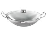 Wok SCHULTE-UFER "Bo-Lang i", silber (silberfarben), Ø:36cm, Pfannen, Wok, mit Glasdeckel und Zubehör, Induktion