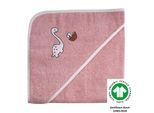 Kapuzenhandtuch WÖRNER "Dinofamilie", rosa, B:100cm L:100cm, Frottee, Frottee, Handtücher, Biobaumwolle, mit Kapuze, maschinenwaschbar, trocknergeeignet