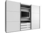 Schwebetürenschrank WIMEX "Magic by fresh to go", weiß, B:300cm H:216cm T:65cm, Schränke, Schwebetürenschrank, tolles EXTRA: mit drehbarem TV-Element, mittig mit Schubladen