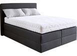 Boxspringbett, grau (charcoal), B:155cm L:205cm, Strukturstoff (77% Polyester und 23% Viskose), WESTFALIA SCHLAFKOMFORT, Komplettbetten, Boxspringbett, wahlweise mit Kaltschaum-Topper
