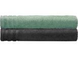 Duschtücher KLEINE WOLKE "Royal, 2 Stück oder 4 Stück (70/140 cm)", grün (maledivia, dunkelgrau), B:70cm L:140cm, Frottier, Baumwolle, Handtücher, Uni Farben, mit Bordüre, weich, in verschiedenen Sets erhältlich