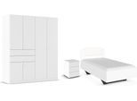 Schlafzimmer-Set RAUCH "Komplettzimmer Komplettschlafzimmer Schlafzimmer-Set (3-St.) MAIKA", weiß (alpinweiß, lederoptik weiß), Schrank Breite 181cm, Höhe 197 + ohne Matratze, B/H: 100cm x 200cm, Schrank Breite 181cm, Höhe 197, Holzwerkstoff, Schlafzimmermöbel-Sets, Schrank 3 Breiten, 2 Höhen, Bett 100 cm, Nachttisch MADE IN GERMANY