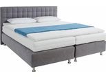 Boxspringbett, grau, B:195cm L:210cm, Microvelours (100% Polyester);Strukturstoff (77% Polyester und 23% Viskose);Bonnell-Federkern-Matratzenbezug: 100% Polyester;Kaltschaum-Matratzenbezug: Frottee 100% Polyester, WESTFALIA SCHLAFKOMFORT, Komplettbetten, Boxspringbett