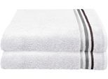 Duschtücher SCHIESSER "Skyline Color aus 100 % Baumwolle mit eleganter Streifenbordüre", weiß, B:70cm L:140cm, Frottier, Frottier, Handtücher, MADE IN GREEN by OEKO-TEX