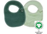 Lätzchen WÖRNER "at home Druckknopflatz 22x29 cm 2er Set", Baby, grün, Baumwolle, Lätzchen, Biobaumwolle, maschinenwaschbar, trocknergeeignet