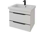 Waschtisch SAPHIR "Serie Balto Mineralmarmor-Waschtisch mit Unterschrank, 64,4 cm breit", weiß (weiß hochglanz, weiß hochglanz), B:64,4cm H:55,6cm T:46cm, Waschtische, Waschtisch, Waschplatz mit 2 Schubladen, Badschrank in verschiedenen Ausführungen