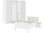 Schlafzimmer-Set RAUCH "Komplettschlafzimmer Schlafzimmer EVELYN", weiß (alpinweiß), Bett 120x200cm + ohne Matratze, B/H: 120cm x 200cm, Bett 120x200cm, Holzwerkstoff, Schlafzimmermöbel-Sets, Schrank und Bett in 2 Breiten, Nachttisch 2 Schubladen MADE IN GERMANY