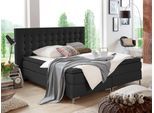 Boxspringbett "Anni", schwarz, B:200cm L:213cm, Bezug: Strukturstoff (100% Polyester);Bezug Matratzenspiegel: Jersey (100% Polyester);Bezug Topperspiegel: Jersey (100% Polyester), ATLANTIC HOME COLLECTION, Komplettbetten, Boxspringbett, mit Bonnell-Federkernmatratze und Topper