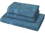 Handtuch Set DYCKHOFF "Planet", blau (petrol), 3 Stk., Walkfrottier, Walkfrottier, Obermaterial: 100% Baumwolle, Handtuch-Sets, 2 Handtücher (50x100cm), 1 Duschtuch (70x140cm)