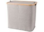 Wäschetruhe MÖVE, grau, B:54cm H:50cm T:33cm, Stoff, Wäschesammler, mit innovativen Bambusrahmen