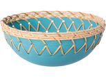 Dekoschale CREATIV HOME "Schale mit Sisalverzierung", blau (aqua), Ø:20cm, Metall, Dekoschalen