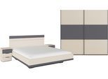 Schlafzimmer-Set RAUCH "Komplettschlafzimmer Schlafzimmer Schlafzimmermöbel SAJO", beige (champagner, graumetallic), Ohne Spiegel + ohne Matratze, B/H: 180cm x 200cm, Ohne Spiegel, Holzwerkstoff, Schlafzimmermöbel-Sets, optional mit Spiegel am Kleiderschrank MADE IN GERMANY