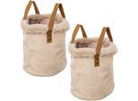 Organizer CREATIV HOME "Weihnachtsdeko", braun (hellbraun), H:20cm Ø:20cm, Polyester, Aufbewahrungsboxen, mit Kunstfellrand und Henkel, Höhe 20 cm, auch als Übertopf geeignet