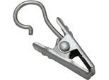 Gardinenhaken GARDINIA "Clipshaken mit Klammer Metall" Gr. 1, silber (silberfarben), 10 Stk., Gardinenbefestigungen, Gardinenhaken, Zubehör Vitragestangen/Caféhausstangen