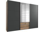 Schwebetürenschrank WIMEX "Magic by fresh to go", grau (plankeneiche nachbildung, graphit), B:300cm H:216cm T:65cm, Schränke, Schwebetürenschrank