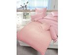 Kissenbezug JANINE "Modernclassic", rot, B:80cm L:80cm, Mako-Satin, Obermaterial: 100% Baumwolle, Kissenbezüge, Kissenbezug, mit Streifen
