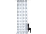 Vorhang DECOLIFE "Ella" Gr. 1, weiß, B:135cm H:245cm, Voile, Polyester, Gardinen, HxB: 245x135, Ösen-Vorhang mit Querstreifen