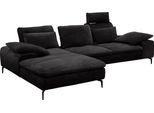 Ecksofa W.SCHILLIG "valentinoo, Designsofa, bequem, elegant und zeitlos, L-Form", schwarz (nachtschwarz z73), B:299cm H:83cm T:178cm, Longlife Xtra-Leder Z73: Naturwalkleder der Luxusklasse aus den erlesensten Rohhäuten. Hautstärke 1, 1 – 1, 3 mm, Sofas, Ecksofa, inklusive Hocker, mit Sitztiefenverstellung, Breite 299 cm