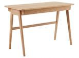 Schreibtisch HAMMEL FURNITURE "Findahl by Hammel Home Desk", beige (natur), B:110cm H:74cm T:55,5cm, Beine: Eiche massiv weiß pigmentiert. Material obere Platte: Weiß pigmentiertes, matt lackiertes Eichenfurnier., Tische, Schreibtisch, 110x55,5/72,5 cm, mit Stauraum und Beine aus Massivholz