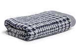 Handtuch MÖVE "Brooklyn Glencheck", blau (nature deep sea), B:50cm L:100cm, Walkfrottier, Obermaterial: 85% Baumwolle, 10% Viskose, 5% Leinen, Handtücher, Made in Germany