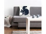 Dekokissen QUEENCE "Joris", blau (blau, bedruckt), B:40cm L:40cm, Polyester, Dekokissen_Sitzkissen_Kissenhüllen, mit einem blauen Eichhörnchen