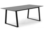 Esstisch HAMMEL FURNITURE "Meza Designtisch mit Auszugsfunktion und 2 Einlegeplatten", grau (graphit, schwarz, graphit), B:210cm H:73,5cm, Tischplatte: Graphit nanobehandeltes Fenix-Laminat (schwarzer Rand), Gestell: Pulverbeschichtetes schwarzes Metall, RAL9005 matt. Mit nanobehandeltem Laminat, einer matten, seidigen Oberfläche, die Fingerabdrücke abweist und langlebig und hygienisch ist., Tisch
