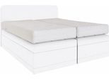 Boxspringbett, weiß, B:145cm L:212cm, Box und Kopfteil: Microvelours (100% Polyester) oder Kunstleder (Polyurethan);Bezug der Obermatratze: 100% Polyester, WESTFALIA SCHLAFKOMFORT, Komplettbetten, Boxspringbett, wahlweise mit Bettkasten
