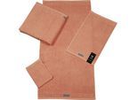 Handtuch ROSS "Smart", orange (nektarine), B:50cm L:100cm, Frottier, Obermaterial: 100% Baumwolle, Handtücher, Uni-Rippe mit Velourslabel