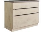 Kochfeldumbauschrank BASIC BY BALCULINA "Sanibel Küchenschrank mit Schubladen, BxHxT 110 x 94 x 60", grau (chromix weiß, anthrazit), B:110cm H:94cm T:60cm, FSC-zertifizierter Holzwerkstoff, Schränke, Kochfeldumbauschrank, Breite 110cm, Melaminbeschichtung, 2 geräumige Schubladen