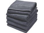 Handtuch PRIMERA "Premium", grau (anthrazit), B:50cm L:100cm, Walkfrottier, Obermaterial: 100% Baumwolle, Handtücher, mit einer eleganten Chenille-Bordüre