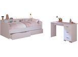 Jugendzimmer-Set PARISOT "Sleep 41", weiß, B:113cm H:82cm T:203cm, Holzwerkstoff, Schlafzimmermöbel-Sets, Rückwände der Fächer am Bett drehbar