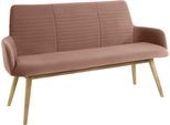 Sitzbank OTTO PRODUCTS "Alessja", braun (zimt, eiche natur), B:160cm H:90cm T:60cm, Holzwerkstoff, Massivholz, Polyester, Sitzbänke, Essbank Sitzbank, Breite 160 cm, Bezug aus Microfaser, Gestell aus Eiche Massivholz