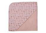 Kapuzenhandtuch WÖRNER "Lamas altrosa Kapuzenbadetuch 100/100", rosa (altrosa), B:100cm L:100cm, Frottee, Frottier, Handtücher, obere Lage der Kapuze aus bedrucktem Single-Jersey