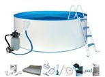 Rundpool KONIFERA "RÜGEN 2", weiß, H:90cm Ø:360cm, Schwimmbecken, Rundpool, mit LED-Scheinwerfer zur stimmungsvollen abendlichen Beleuchtung