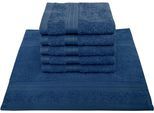 Seiftuch DYCKHOFF "Siena", blau (tintenblau), B:30cm L:30cm, Frottier, Waschlappen, mit Bordüre