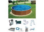 Rundpool MY POOL BWT "MAONI 4", braun (eichefarben), H:120cm Ø:460cm, Schwimmbecken, Rundpool, Aufstellpool in Holzoptik in verschiedenen Größen