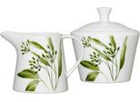 Milch- und Zuckerset RITZENHOFF & BREKER "Evora", grün, 2 Stk., Porzellan, Geschirr-Sets, Geschirr-Set mit Botanik-Motiv