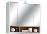 Spiegelschrank BASIC BY BALCULINA "Mila, Badezimmerschrank BxHxT 80x72x21 cm", weiß (weiß, weiß, wildeiche), B:80cm H:72cm T:21cm, FSC-zertifizierter Holzwerkstoff, Schränke, Spiegelschrank, Breite 80cm, Tür L/R monierbar, FSC-Mix 70%
