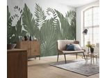 Fototapete KOMAR "Digitaldruck Vlies - Botanic Harmony - Größe 500 x 250 cm", grün (grün,weiß), Rollen: 1, Vlies, Tapeten, Wohnzimmer, Schlafzimmer