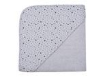 Kapuzenhandtuch WÖRNER "Sterne hellgrau Kapuzenbadetuch 100/100", grau (hellgrau), B:100cm L:100cm, Frottee, Frottier, Handtücher, obere Lage der Kapuze aus bedrucktem Single-Jersey