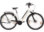 E-Bike SAXONETTE "SAXONETTE Comfort Plus 5.0 E-Bike Damen 28 Zoll" Gr. 45, schwarz (weiß, schwarz), Elektrofahrräder, Damen, 45cm, 28 Zoll (71,12cm), (mit integr. Akku), Elektrofahrrad für Alltag und Einkauf