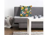 Dekokissen QUEENCE "Adina", bunt (bunt, bedruckt), B:40cm L:40cm, Polyester, Dekokissen_Sitzkissen_Kissenhüllen, mit Orangen und Zitronen
