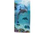 Strandtuch GOOD MORNING "Will", blau, B:75cm L:150cm, Microfaser, Obermaterial: 100% Polyester, Handtücher, 100% Mikrofaser, 75x150, Schnelltrocknend, Kind, Delfin, Meer, Blau