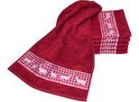 Gaestehandtuecher DYCKHOFF "Hirschparade", rot (granat), B:30cm L:50cm, Frottier, Frottier, Handtücher, Made in Germany (6 Gästetücher)