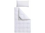 Daunenbettdecke + Kopfkissen BALETTE "Lena", weiß, B/L: 135cm x 200cm Anzahl Teile 1, B/L: 40cm x 80cm Anzahl Teile 1, Bezug: Baumwolle Füllung: Entendaune/-feder, warm, Bettdecken Bezug: 100% Baumwolle. Kopfkissen Bezug: 100% Baumwolle. Bettdecken Füllung: 50% Daunen, 50% Federn. Kopfkissen Füllung: 100% Federn, Bettwaren-Sets, In zwei Wärmeklassen, in Größe 135x200 cm & 155x220 cm erhältlich