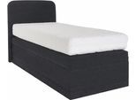 Boxspringbett, schwarz, B:105cm L:212cm, Box und Kopfteil: Microvelours (100% Polyester) oder Kunstleder (Polyurethan);Bezug der Obermatratze: 100% Polyester, WESTFALIA SCHLAFKOMFORT, Komplettbetten, Boxspringbett, wahlweise mit Bettkasten